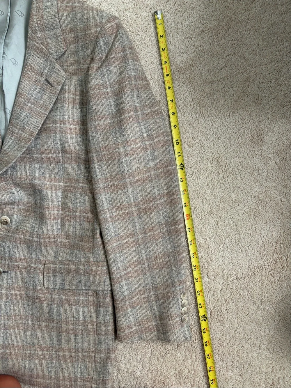 Christian Dior Monsieur Vintage Beige Plaid Men's Blazer Size 40 or 42 R Flaw